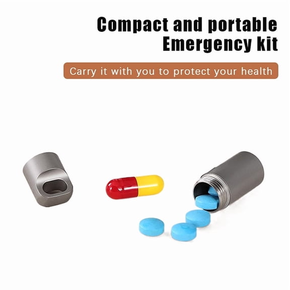 1Pcs Portable Waterproof Metal Capsule Box Mini Medicine Holder Stainless Steel Pill Case Mini Pill Holder EDC Tool Seal Bottle