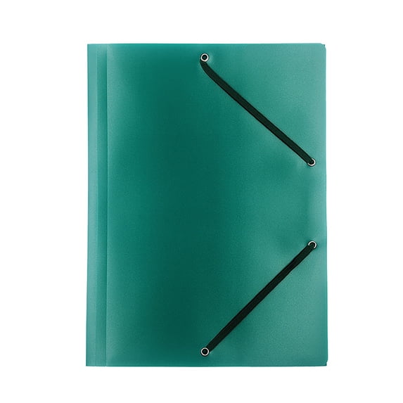 1Pcs Pp Paper Document Holder with Corner Rubber Strap, Plastic Folders with Pockets, Pocket Folders, File Folders with Fasteners, Folder with Pockets for Office Home(Green)