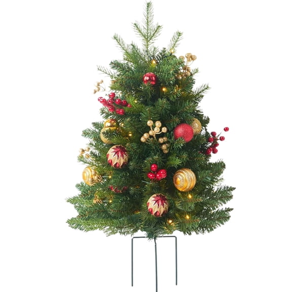 1Pcs Prelit Porch Christmas Trees 30 inch Lighted Outdoor Christmas Trees LED Warm Light Lighted Pathway Flowerpot Christmas Trees with Timer Function Auto On/Off 8 Mode Lighting Battery Powered