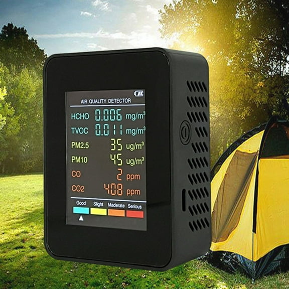 1Pcs Professional Indoor Air Quality Monitor - Air Quality Monitor Indoor, Black New Black Six-In-One