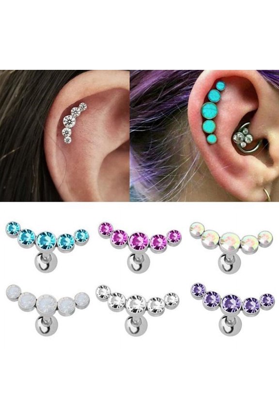 1Pcs Punk Rock 16G Stainless Steel Bar Women Stud Earrings Body Jewelry Ear Piercing Cartilage Helix Tragus PINK