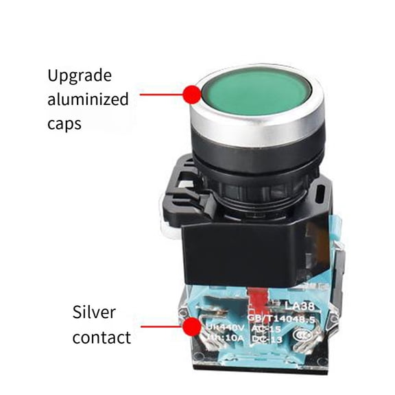 1Pcs Push Button Switch La38-11Bn 1No 1Nc 22Mm 2 Position Knob Switch Green Smile Home