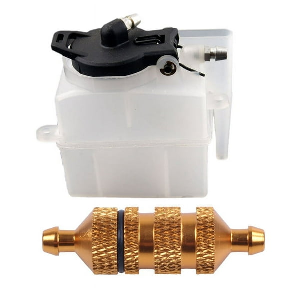 1Pcs RC 02004 Tank for 1:10 Nitro On-Road Car Truck & 1Pcs Upgrade Aluminum Alloy 1/10 Filter Spare Parts for RC Engine Nitro