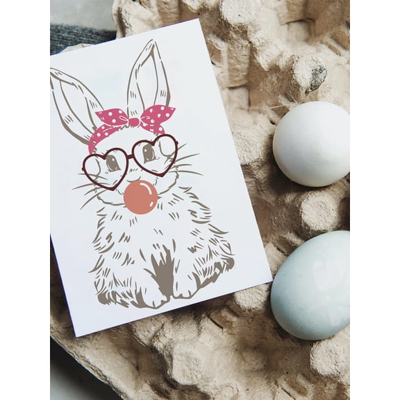 1Pcs Rabbit Silk Screen Printing Stencil Happy Easter Printing Cutting Stencils Turquoise Reusable Mesh Transfer for Wood Fabric Home Decor Art Crafts T-Shirt 280x220mm colorful DIY