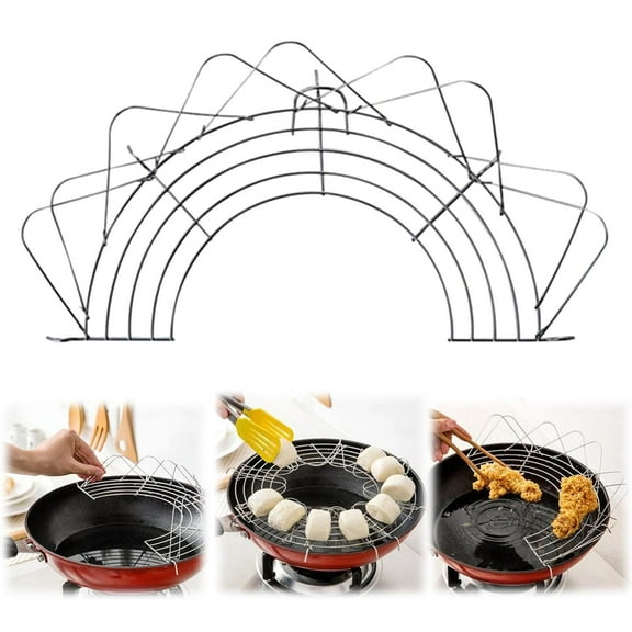 Clearance Cooking Utensils under $5 1Pcs Rack Semi Circular Kitchen Wok Fry Pan Pot For Fry Pan Drainer Rack For Chicken