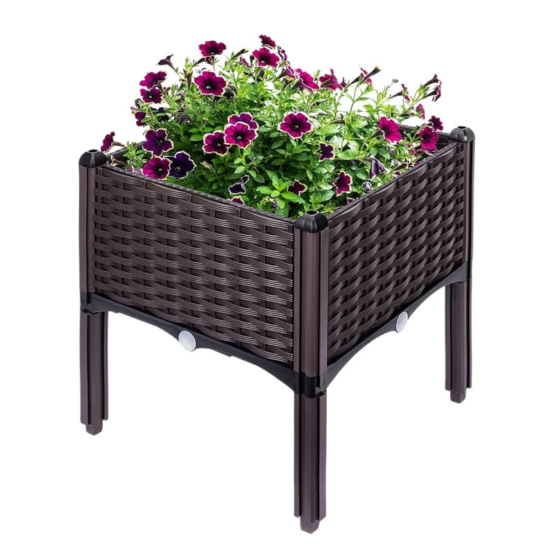 1Pcs Rattan Outdoor Planting Box, Raised Garden Bed, Garden Plant Box for Vegetables, Flowers