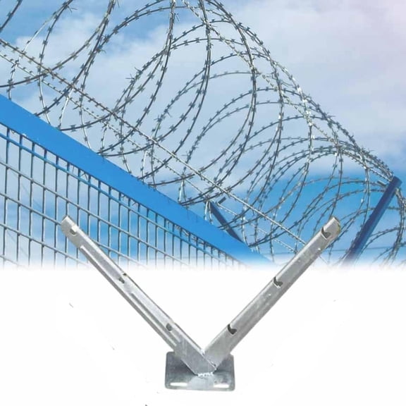 1Pcs Razor Barbed Wire Bracket, Barb Wire Extension Bracket, Galvanized V Mount Bracket for Garden Fence Wire Bracket