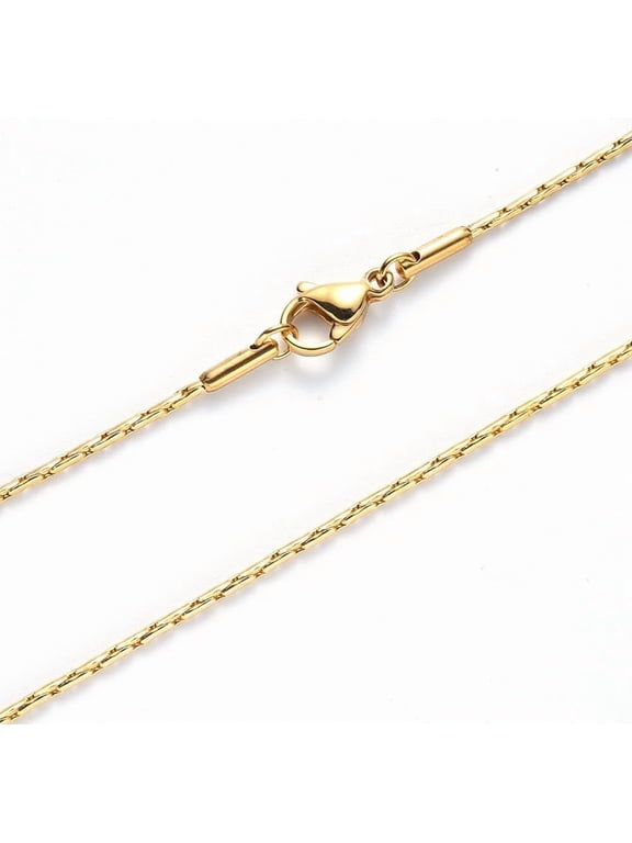 1Pcs Real 18K Gold Plated Cable Chain Necklace Dainty Minimalist Simple Necklace with Lobster Claw Clasp for Fashion Jewelry Wedding Birthday Gift Gold