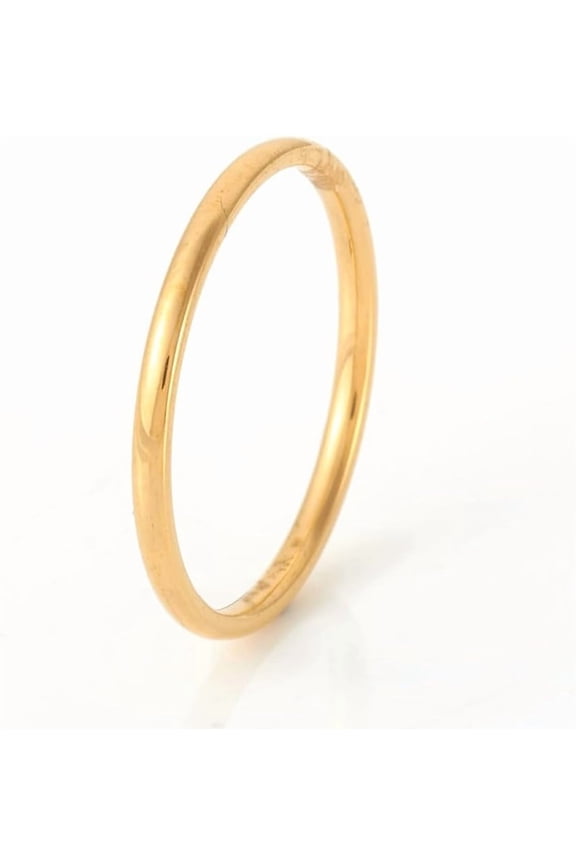 1Pcs Real 18K Gold Plated Plain Band Rings Minimalist Knuckle Rings Women Dainty Trendy Jewelry for Anniversary Birthday Valentine's Day Trendy Gift US Size 7 1/4(17.5mm) Gold DIY