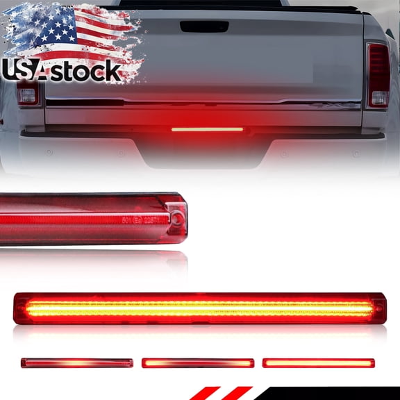 1Pcs Red Lens Rear Bumper Tailgate Tail Light 3rd Third Brake Light Full Red LED For 2006 2007 2008 2009 2010 2011 2012 2013 2014 2015 2016 2017 2018 Dodge Ram 2500 3500 Dually DRW (Dual Rear Wheel)