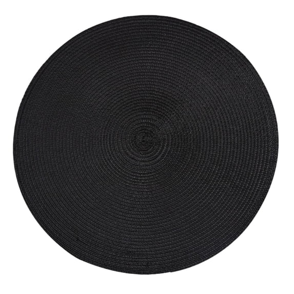 1Pcs Round Placemats,14.96" Cotton Woven Table Mats,Non Slip Heat Resistant Place Mats,Washable Dining Table Mats,Kitchen Hot Pads,Farmhouse Decor,Wedding and Holiday Use(Black)