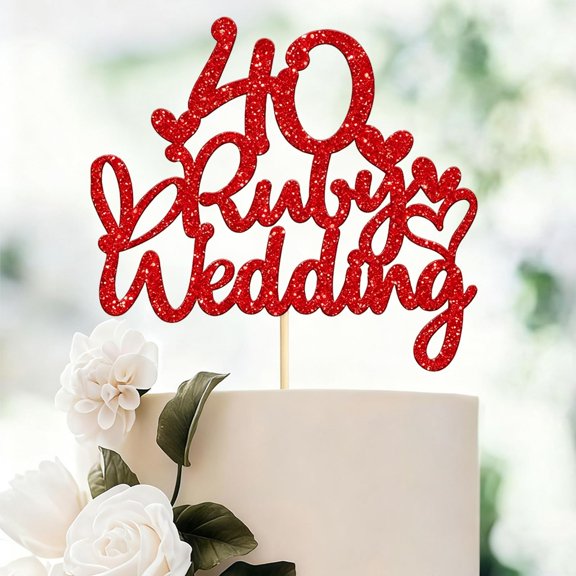 1Pcs Ruby Wedding Anniversary Cake Topper for 40th Wedding Anniversary
