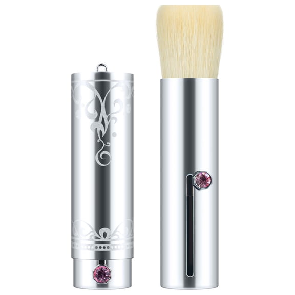 1Pcs/Set Blush Brush Retractable with Diamond White Wool Brush Highlighter Brush Silver Soft Bristles Single Makeup Brush