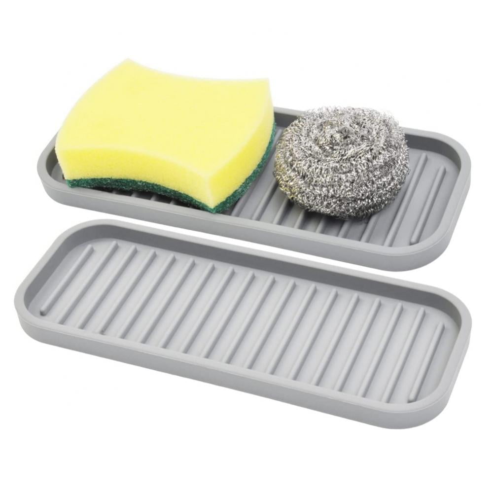 1Pcs Silicone Kitchen Soap Tray, Sink Tray for Kitchen Counter/Soap  Bottles, Sponge Holder and Organizer