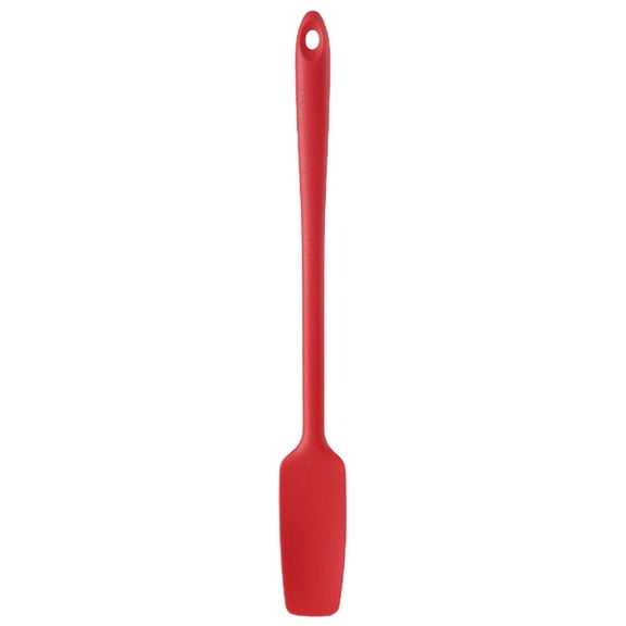 1Pcs Silicone Spatula Jar Spreader with Long Handle Narrow Applicator Soft Edge Scraper for Baking Cakes, 11X1In (Red1)