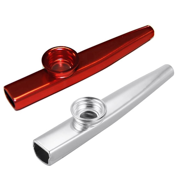 1Pcs Silver Kazoo Aluminum Alloy & 1Pcs Mirliton Made Of Aluminum Alloy with Red Membrane,2 * Kazoo 5 * Kazoo Membrane,silver & Red