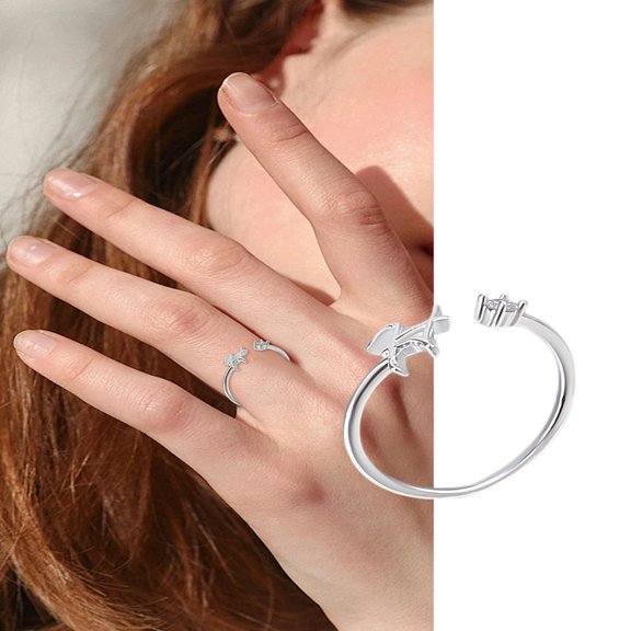 1Pcs Silver Letter A-Z Open Signet Ring for Women Brass Rhinestone Open Cuff Rings for Women Personalized Jewelry Gifts DIY Letter H