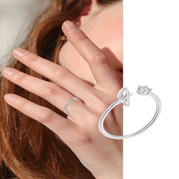 1Pcs Silver Letter A-Z Open Signet Ring for Women Brass Rhinestone Open Cuff Rings for Women Personalized Jewelry Gifts DIY Letter I