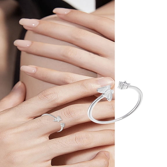 1Pcs Silver Letter A-Z Open Signet Ring for Women Brass Rhinestone Open Cuff Rings for Women Personalized Jewelry Gifts DIY Letter Z