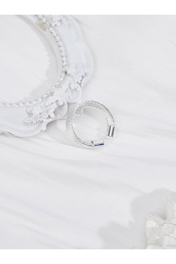 1Pcs Silver Zinc Alloy Cuff Ring Silver Stackable Rings Adjustable Jewelry Accessory for Women Birthday Elegant Gifts DIY Personalized Jewelry for DIY Silver