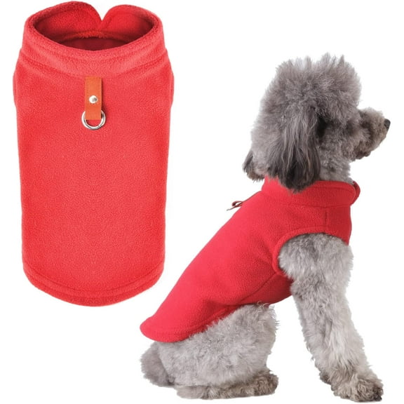 1Pcs Small Dog Sweater Cat Fleece Vest Soft Dog Jacket with Leash O-Ring Fall Winter Warm Pet Pullover Coat Puppy Clothes for Small Dogs Cats Chihuahua Apparel Shih Tzu Costume