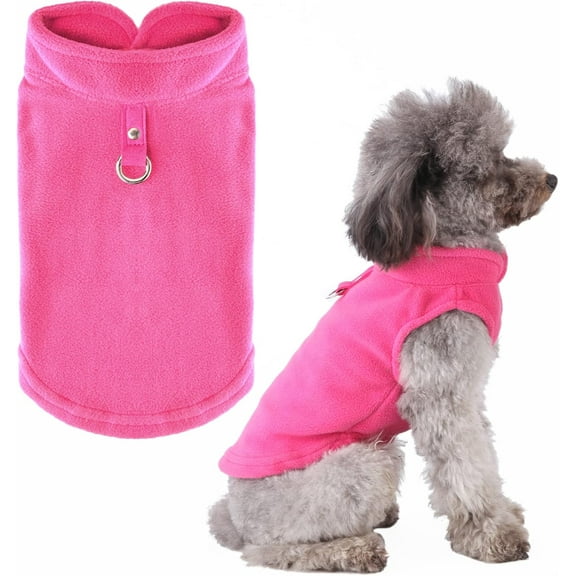 1Pcs Small Dog Sweater Cat Fleece Vest Soft Dog Jacket with Leash O-Ring Fall Winter Warm Pet Pullover Coat Puppy Clothes for Small Dogs Cats Chihuahua Apparel Shih Tzu Costume