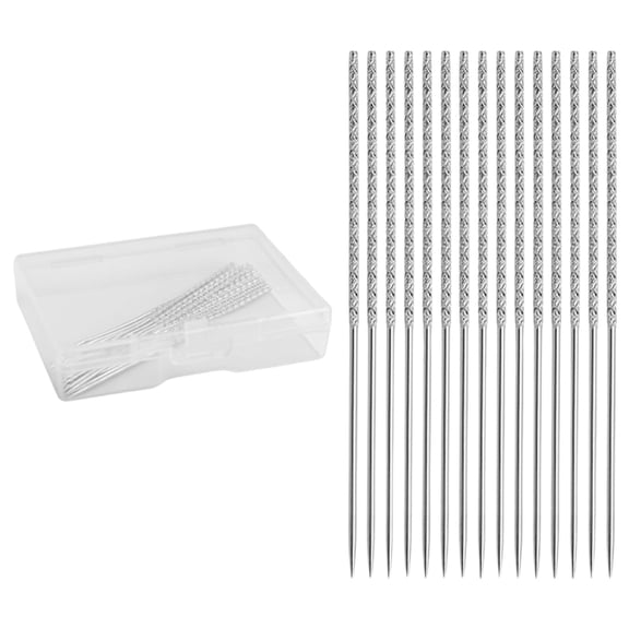 1Pcs Snag Repair Needle Tool, for Knitted Fabric Sweaters, Metal Leather Craft Sewing Needles with Non Slip Grip, 1.2X76Mm (Silver)