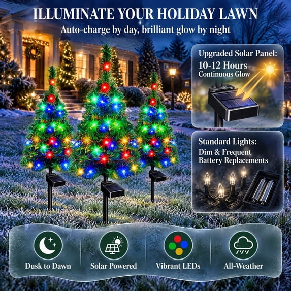 1Pcs Solar Christmas Tree Lights, Outdoor Christmas Decorations ...