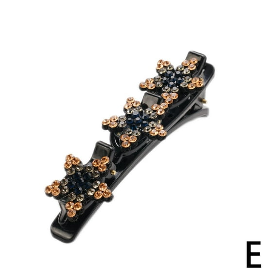 1Pcs Sparkling Crystal Stone Braided Hair Clips, Double Clips Bangs Hair Q4W3