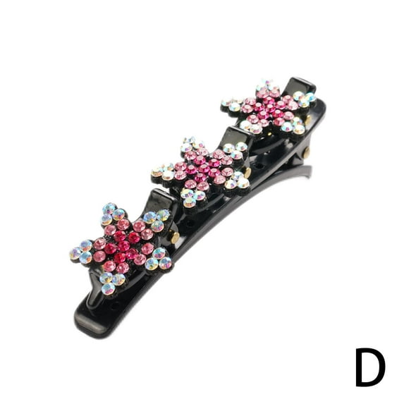 1Pcs Sparkling Crystal Stone Braided Hair Clips, Double Clips Bangs Hair V8X0