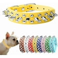 thumbnail image 1 of 1Pcs Spiked Dog Collar, Female Studded Dog Collar PU Leather Mushrooms Rivet Spike Puppy Collars Adjustable for XXS XS Small Medium Large Dogs and Cats, 1 of 7