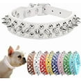 thumbnail image 1 of 1Pcs Spiked Dog Collar, Female Studded Dog Collar PU Leather Mushrooms Rivet Spike Puppy Collars Adjustable for XXS XS Small Medium Large Dogs and Cats, 1 of 7