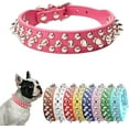thumbnail image 1 of 1Pcs Spiked Dog Collar, Female Studded Dog Collar PU Leather Mushrooms Rivet Spike Puppy Collars Adjustable for XXS XS Small Medium Large Dogs and Cats, 1 of 7