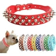 thumbnail image 1 of 1Pcs Spiked Dog Collar, Female Studded Dog Collar PU Leather Mushrooms Rivet Spike Puppy Collars Adjustable for XXS XS Small Medium Large Dogs and Cats, 1 of 7