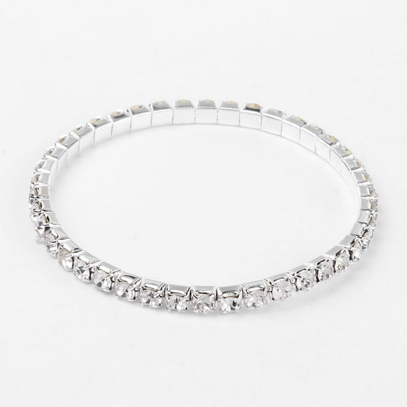 1Pcs Sport Theme Classic Bracelet Valentines Day Gifts for Her Single Row Stretch Rhinestone Tennis Bracelets Bracelets with Brass Findings for Necklace Bracelet Jewelry Making White 50mm