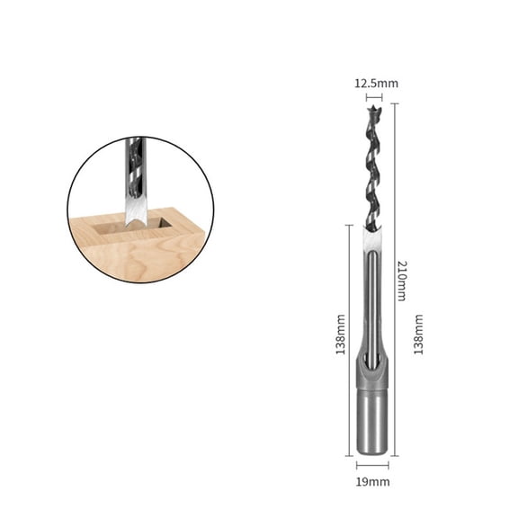 1Pcs Square Auger Drill Bit Set Mortising Woodworking Mortise Chisel 12.5Mm