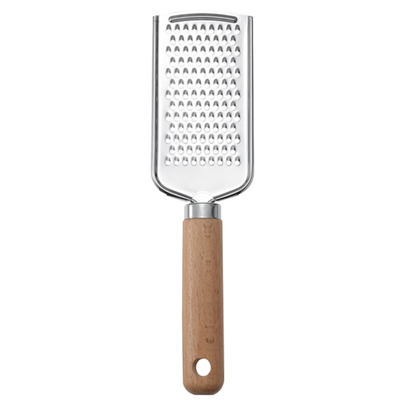 1Pcs Stainless Steel Cheese Grater with Wooden Handle,Cheese Grater Handheld,Flat Metal Graters for Kitchen,Multifunctional Grater for Cheese, Spices,Vegetables,Ergonomic Kitchen Gadgets,(Silver)