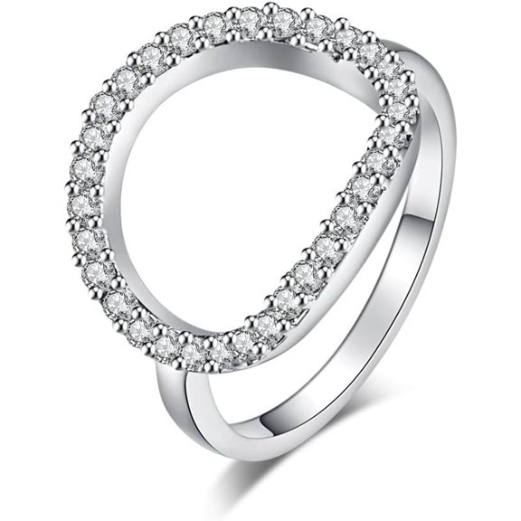 1Pcs Stainless Steel Finger Rings with Cubic Zirconia Engagement Promise Rings Knuckle Rings for Women Dainty Trendy Jewelry Stainless Steel Color Clear 18mm