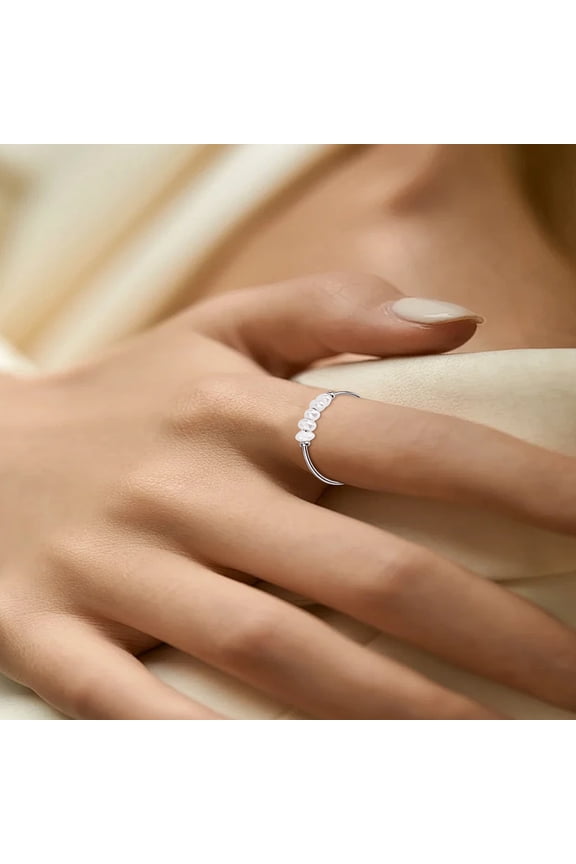 1Pcs Stainless Steel Finger Rings Stackable Imitation Pearls Ring