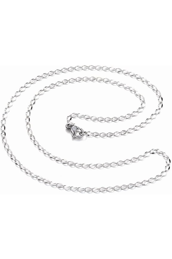 1Pcs Stainless Steel Necklaces Curb Chain Necklaces Men's Choker Necklace Hip Hop Neck Chains Link for Men Stainless Steel Color 17.72 inch Silver DIY