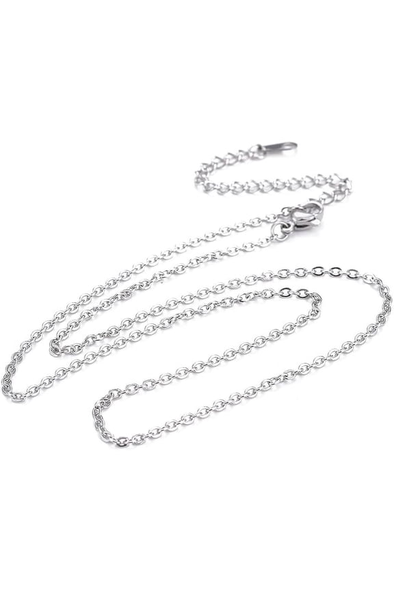 1Pcs Stainless Steel Necklaces Men's Choker Necklace Hip Hop Neck Chains Link for Men Cable Chain Necklaces Stainless Steel Color 16.26 inch Silver