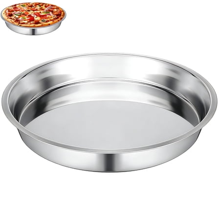 1Pcs Stainless Steel Pizza Pan, 10" Pizza Pan for Oven, Thick Round Pizza Plate Pizza Baking Sheet, Easy Clean & Dishwasher Safe
