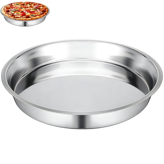1Pcs Stainless Steel Pizza Pan, 10" Pizza Pan for Oven, Thick Round Pizza Plate Pizza Baking Sheet, Easy Clean & Dishwasher Safe