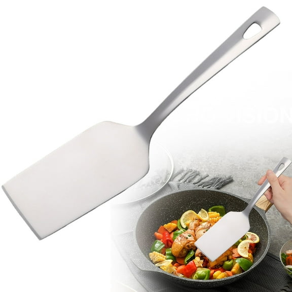 1Pcs Stainless Steel Square Kitchen Spatula, 10.2 inch Solid Titanium-Plated Turner, Barbecue Metal Spatulas Turner for Cooking, Kitchen Spatula For Nonstick Cookware (Silver)