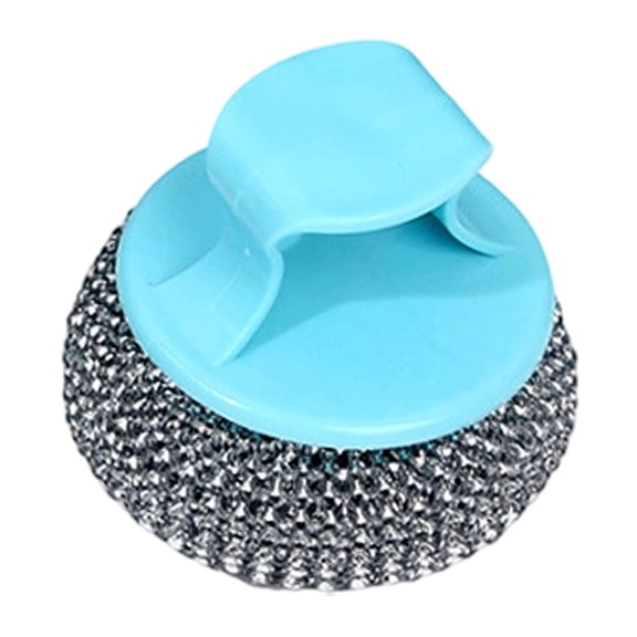 1Pcs Steel Wool Scrubber,Stainless Scouring Pad with Detachable Handle,Steel Sponge Scourer for Kitchen,Griddles, Dishes, Pan, Stove, Grill,Metal Sponge Scrubber For Cleaning,3.14''X2.25''(Blue)