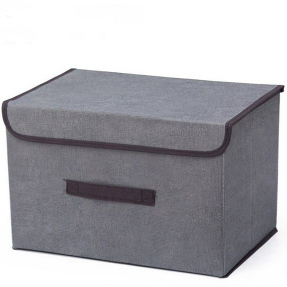 1Pcs Storage Bins With Lids, TRIANU Fabric Storage Organizers with Removable Lids & Dual Handles, Great for Photos, Toy box, Linen Closet, Clothes, Gray, Large