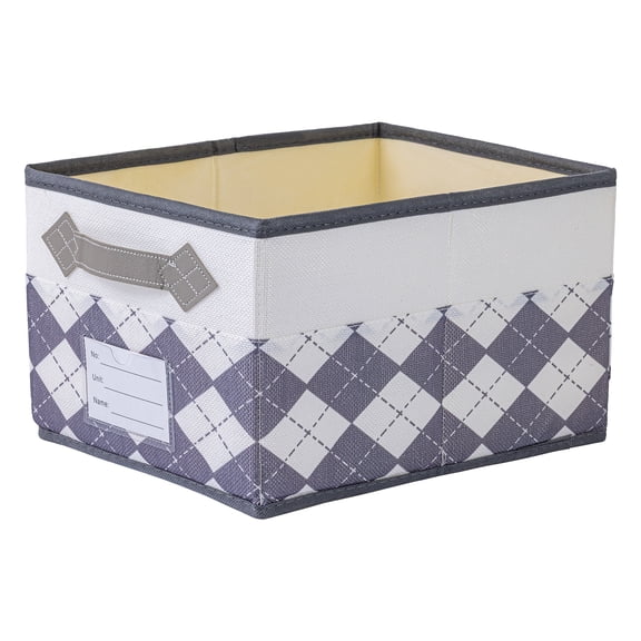 1Pcs Storage Cube, Printed Fabric Collapsible Storage Basket with Handle for Organizing Clothes, Books Light Grey 8.7*11.4*6.7in