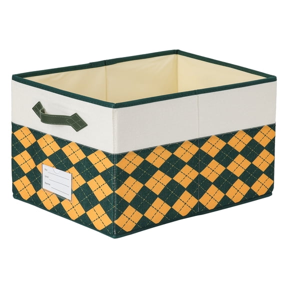 1Pcs Storage Cube, Printed Fabric Collapsible Storage Basket with Handle for Organizing Clothes, Books Orange Green 8.7*11.4*6.7in