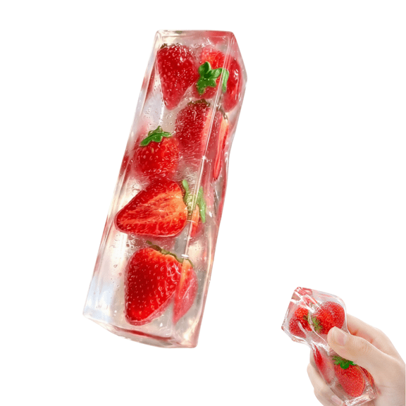 1Pcs Strawberry Stick Fidget Toys, Super Soft Slow Rising Squeeze Toys, Realistic Food Squeeze Strip Shape for Adults, Sticky Stress Relief Squeeze Toys for Desk Accessories (Strawberry)