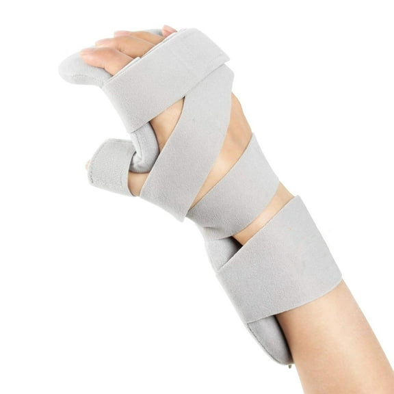 1Pcs Stroke Resting Hand Splint Right&Left Resting Hand Splint with Finger Separator Functional Night Immobilizer Wrist Finger Brace for Carpel Tunnel Pain,Sprain Fracture,Tendonitis Left,Gray
